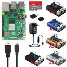 Raspberry Pi 4 Model B Kit 1 2 4 8 GB RAM Aluminum Case  32 64 128GB TF Card  Power Adapter Heatsinks for Pi 4 B